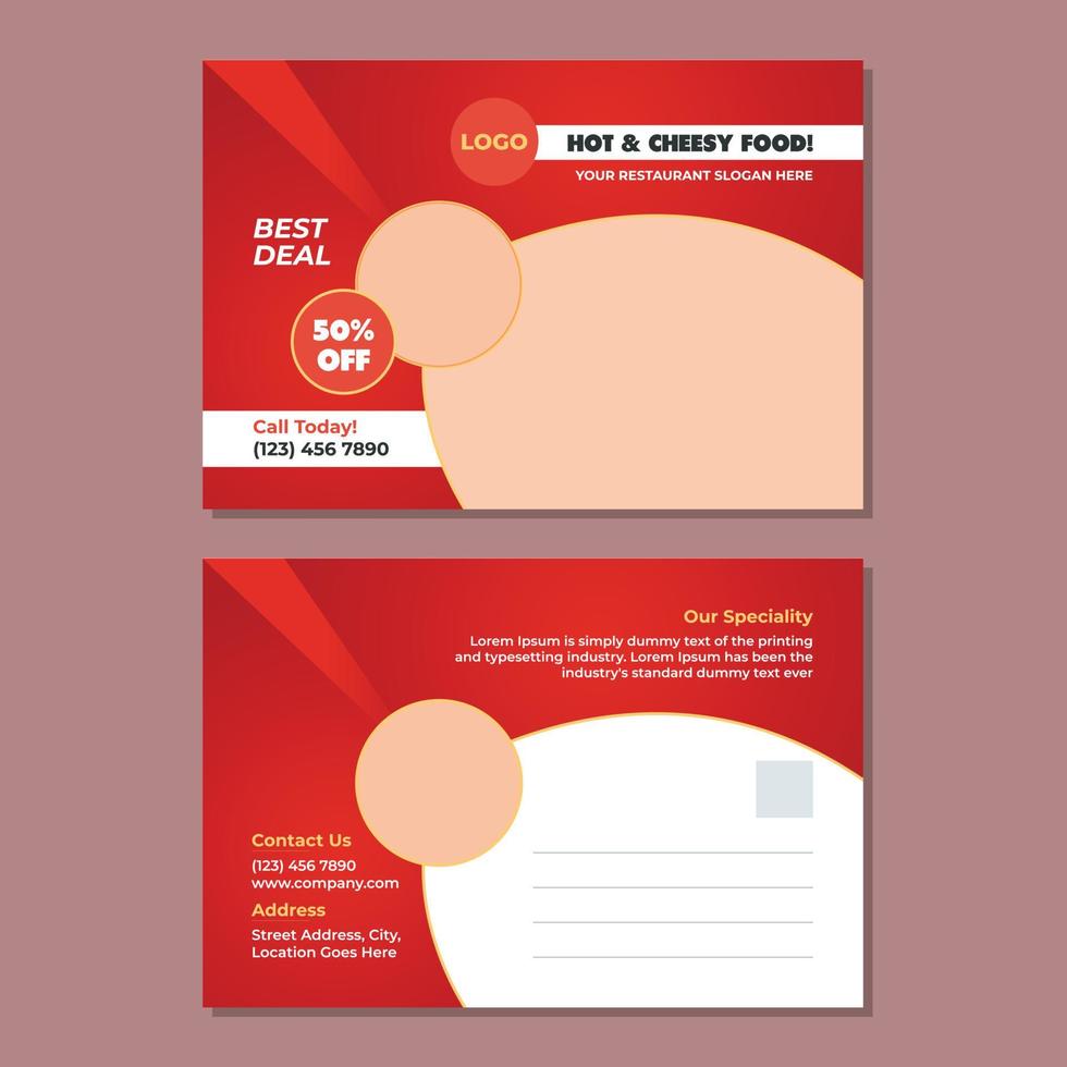 Restaurant Food Postcard Template vector