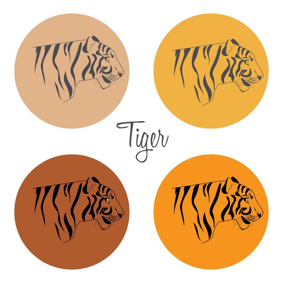 A group of Tiger Avatars side view vector