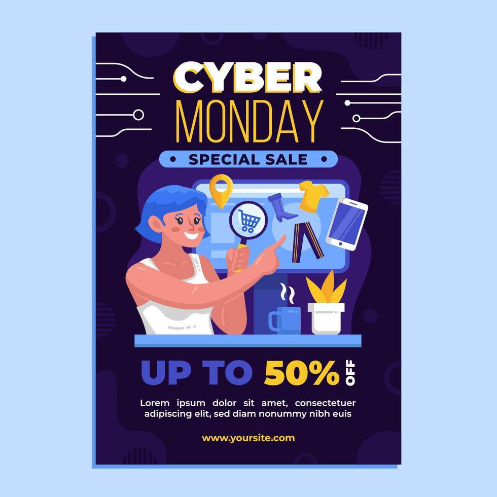 Cyber Monday Sale Poster Template vector