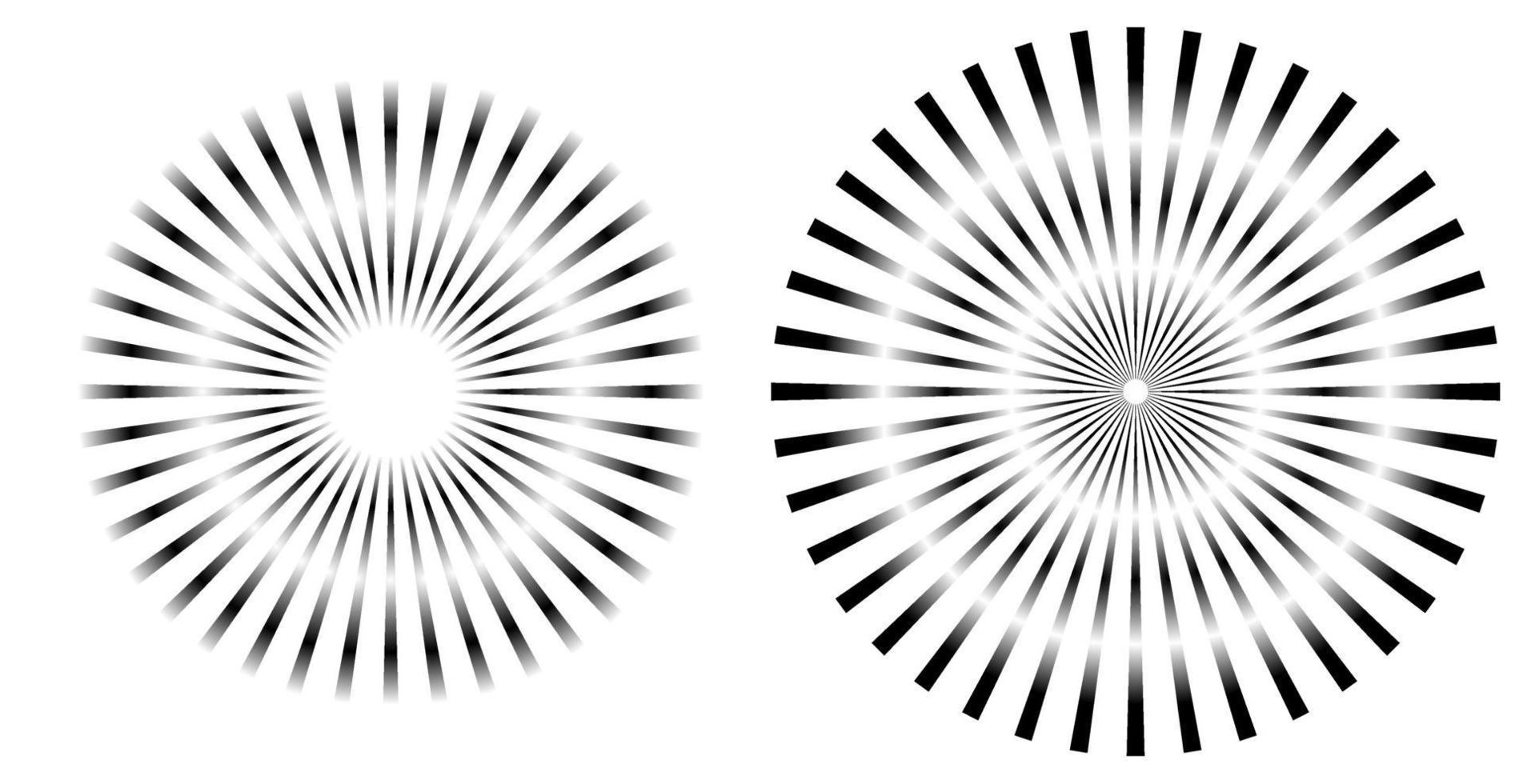 Rays, beams element. Sunburst, starburst shape on white. Circular geometric. Abstract circular geometric shape. illustration - Vector