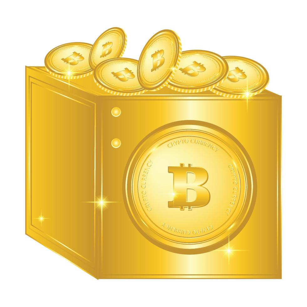 bitcoin crypto currency safety box vector