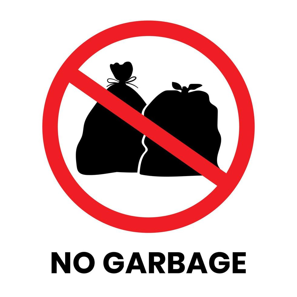 No Garbage Sign Sticker with text inscription on isolated background vector