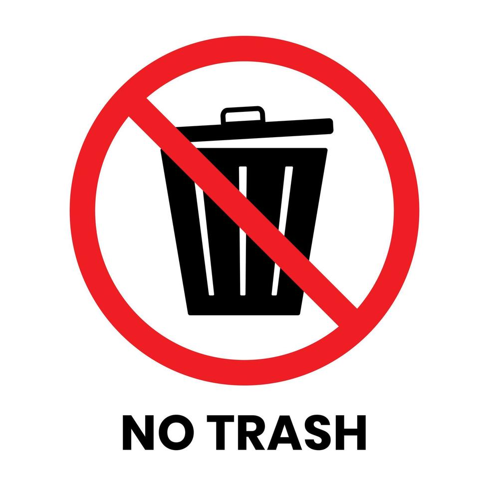 No Trash Can Sign Sticker with text inscription on isolated background vector