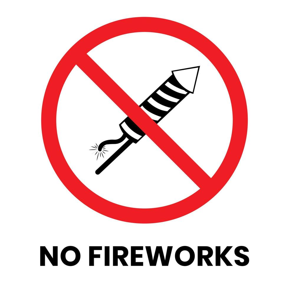 No Fireworks Sign Sticker with text inscription on isolated background vector