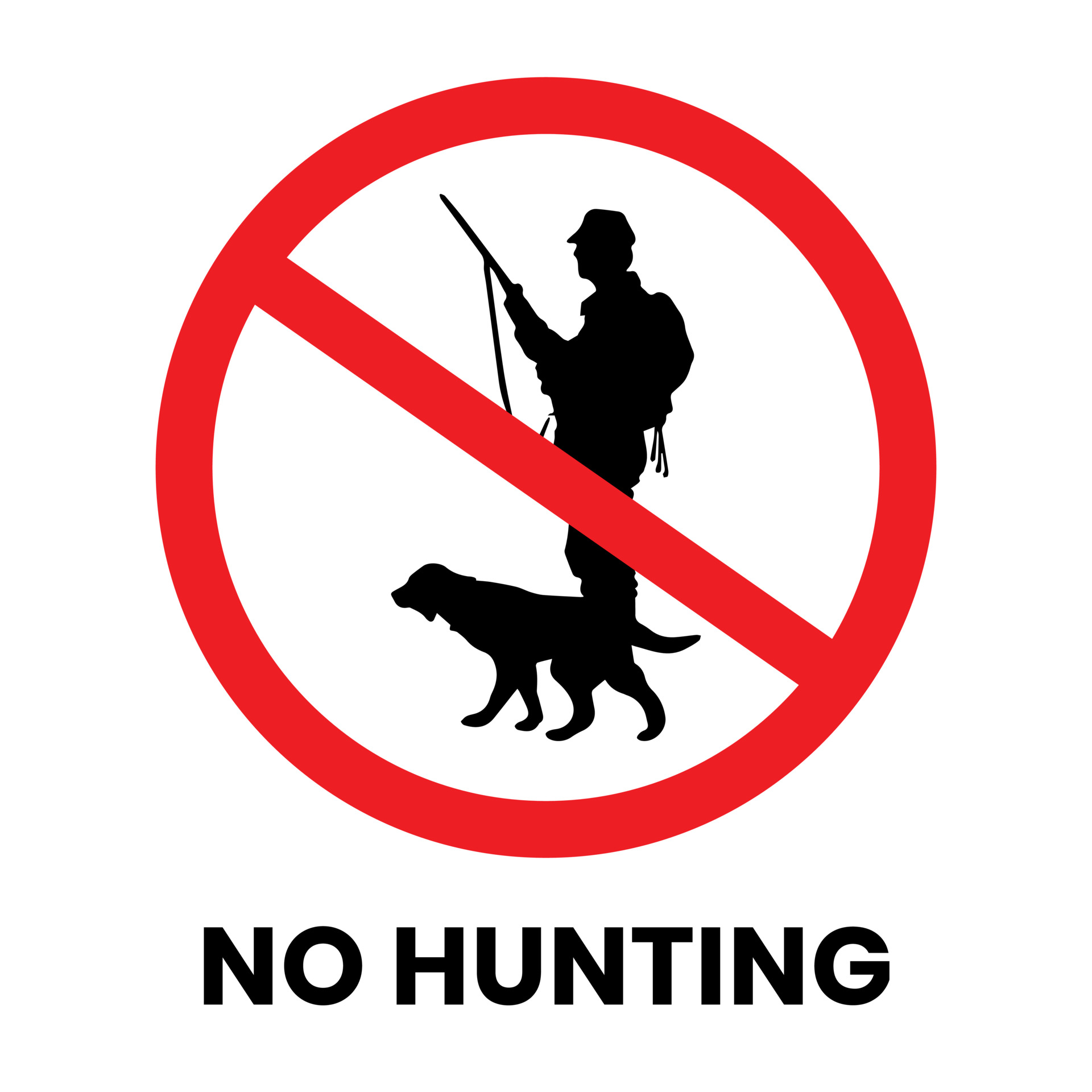 No Hunting Safety Sign Sticker with text inscription on isolated