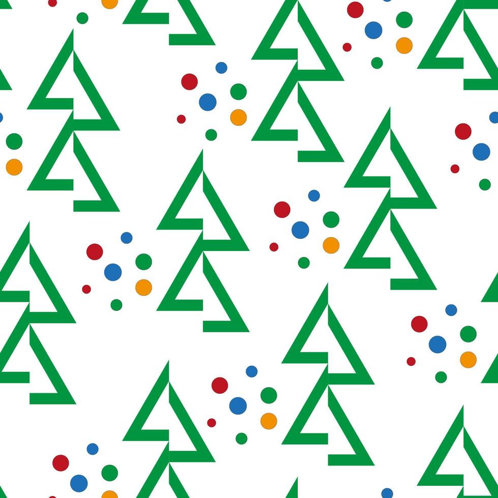 Seamless pattern with abstract Christmas trees made of geometric shapes on white vector