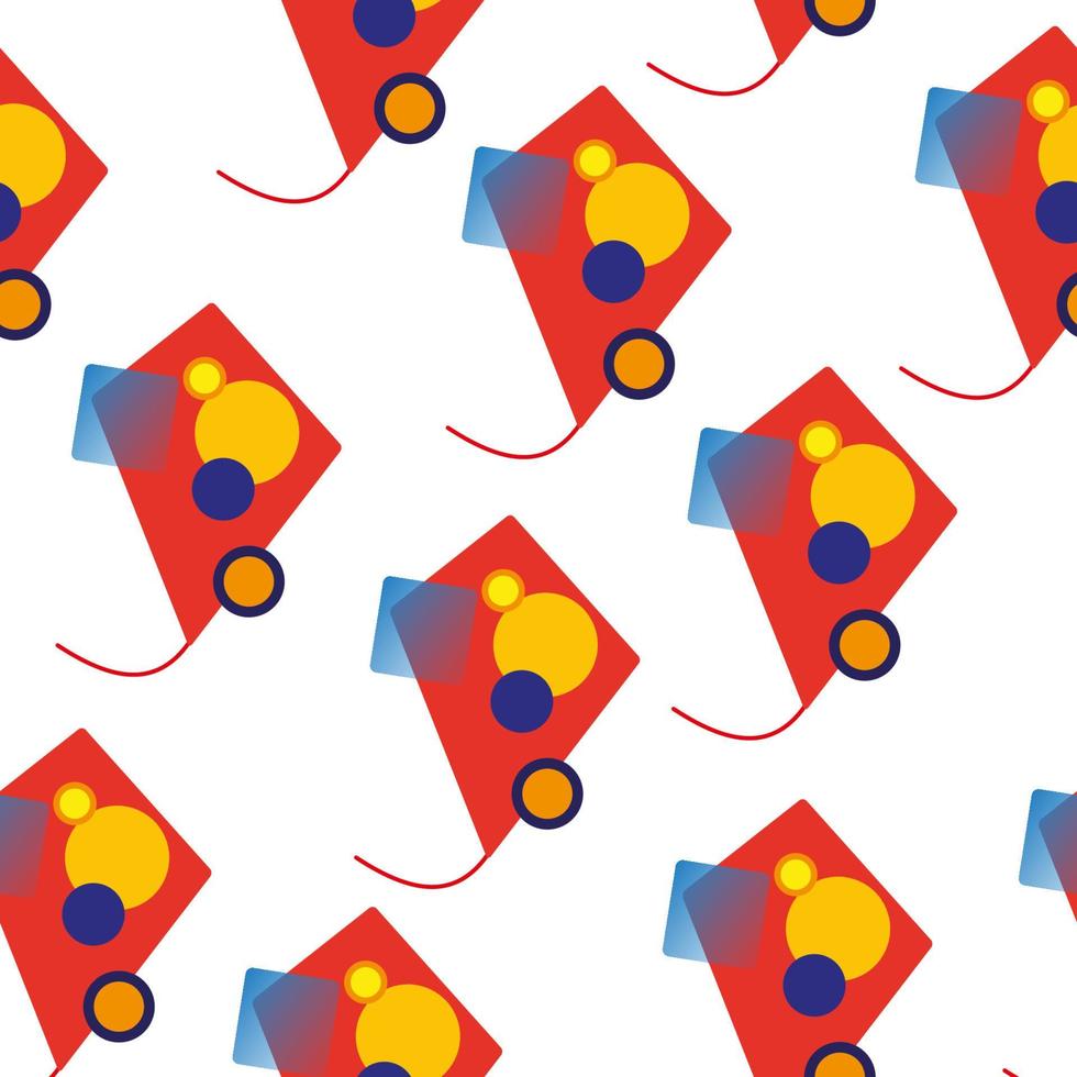 seamless pattern with kites made of geometric shapes on white vector