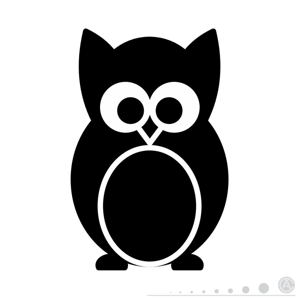 Icon vector graphic of owl. Icon in black and white style.