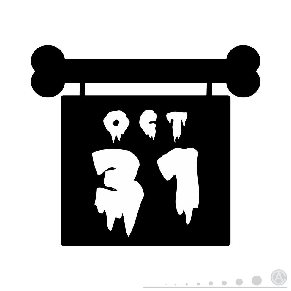 Icon vector graphic of halloween calendar. Icon in black and white style.