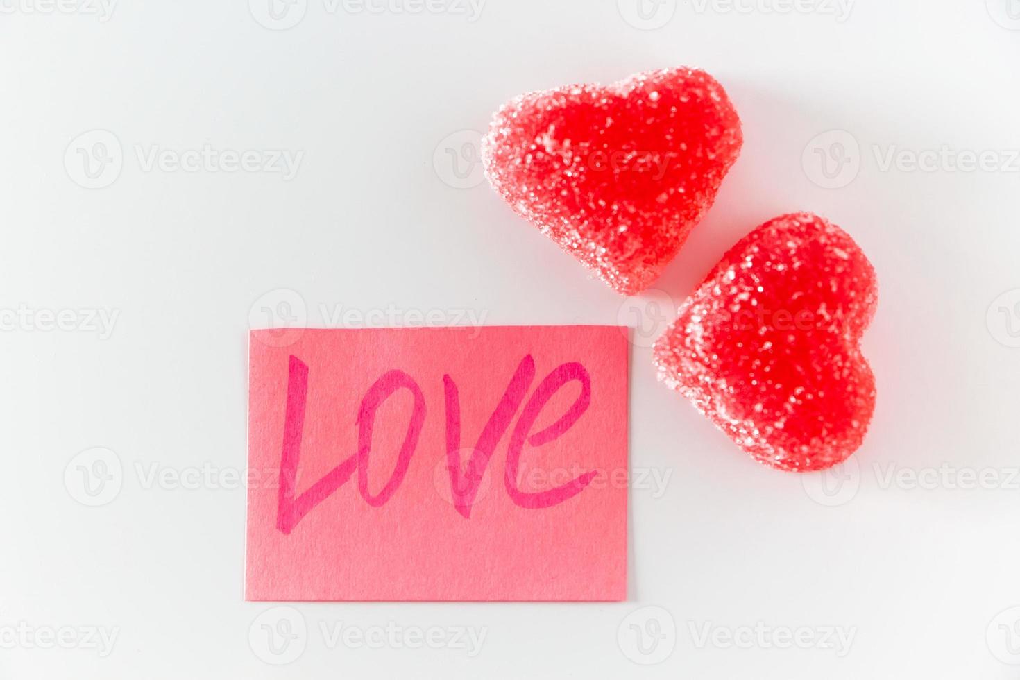 Sticker with the word love and marmalade photo