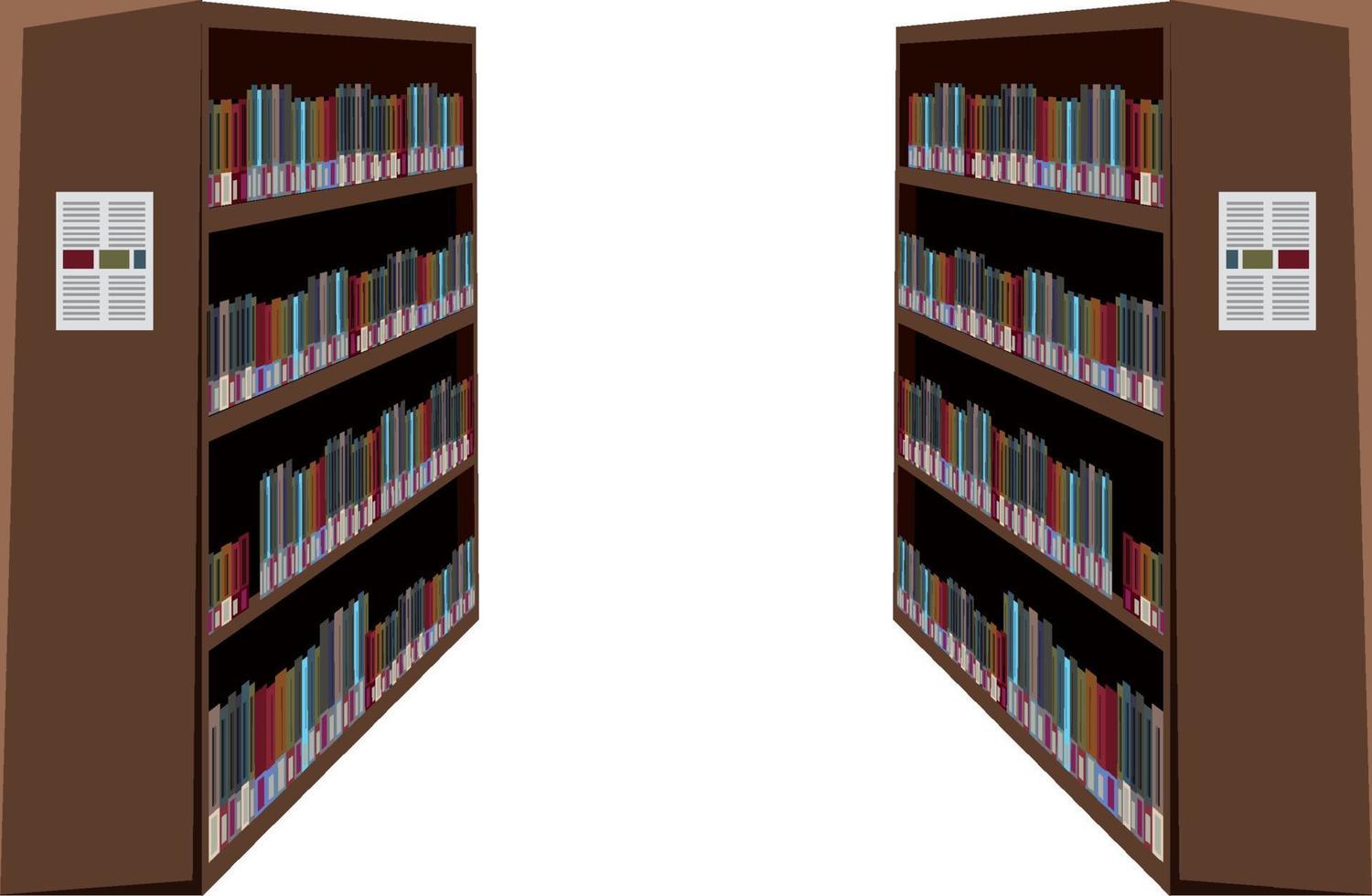 Bookcase with books on white background vector