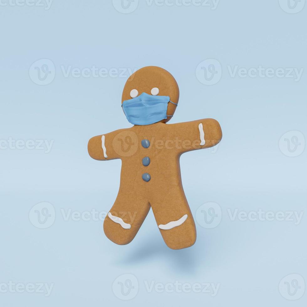 gingerbread man with face mask photo