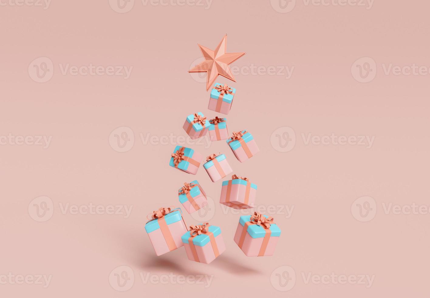 regalos flotantes en forma de árbol de navidad foto