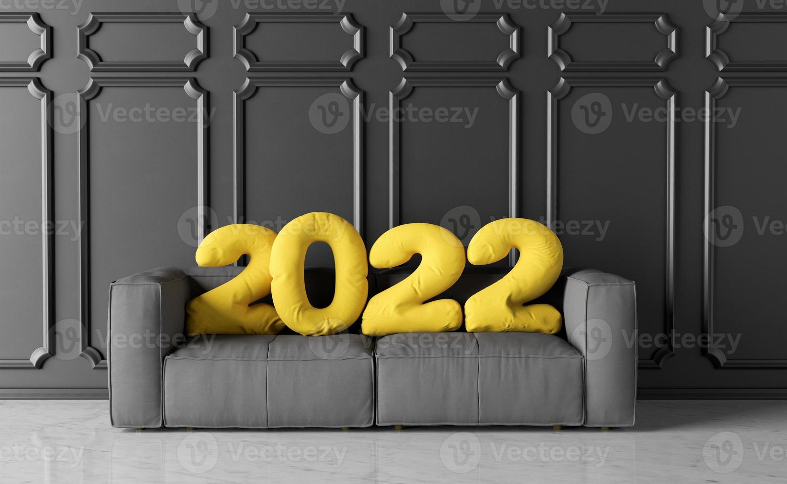 sofá con cojines de año nuevo 2022 foto