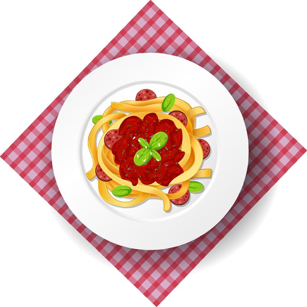 espaguetis a la boloñesa con salsa de tomate vector