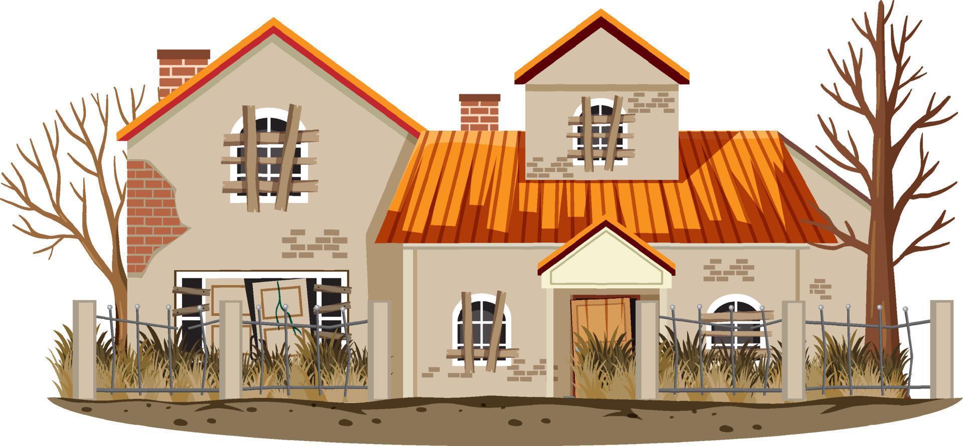 Isolated old broken house in the rural vector