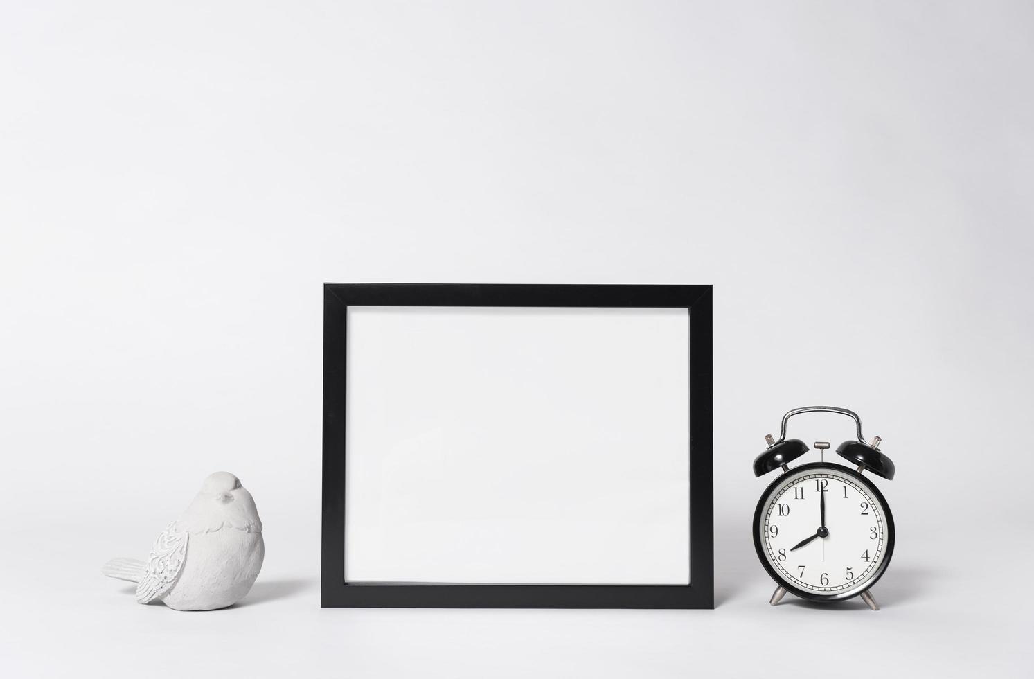 photo frame mock up and clock Interior decor home elements.