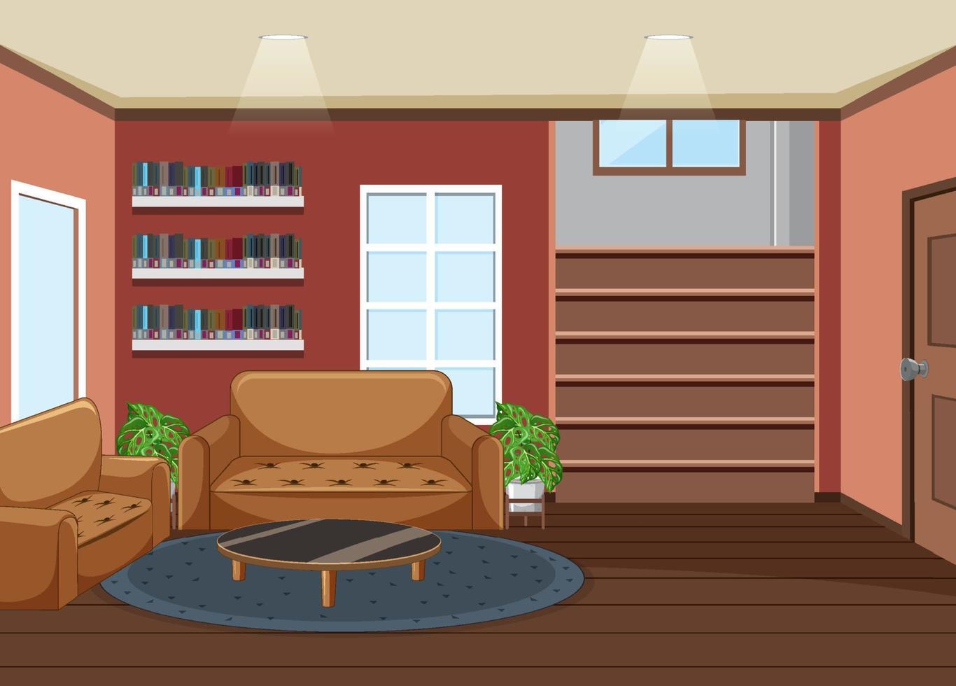 Living room interior design with furnitures vector