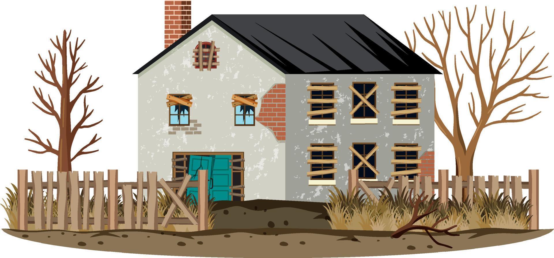 Abandoned house on white background vector