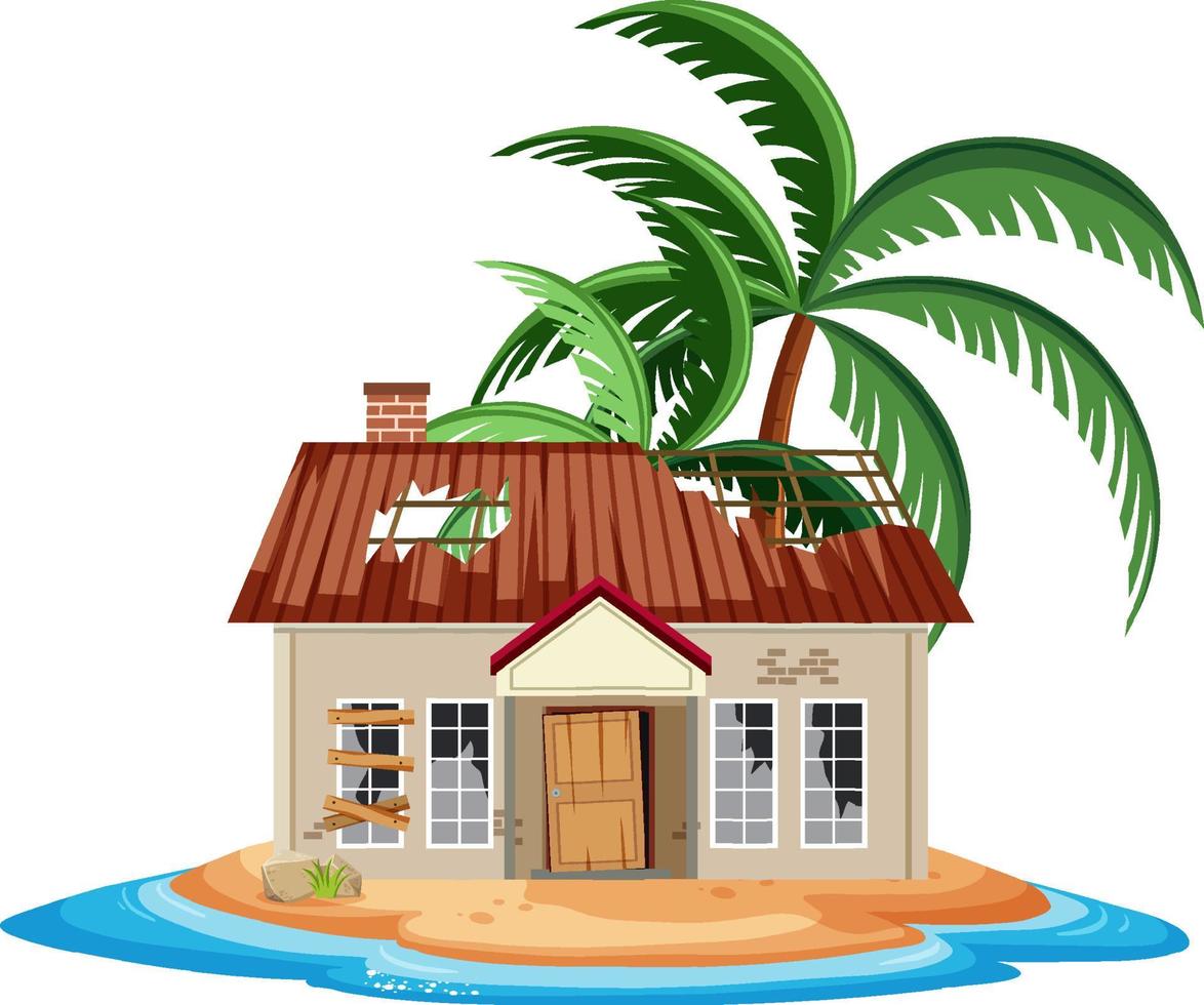 Old abandon building on the island vector