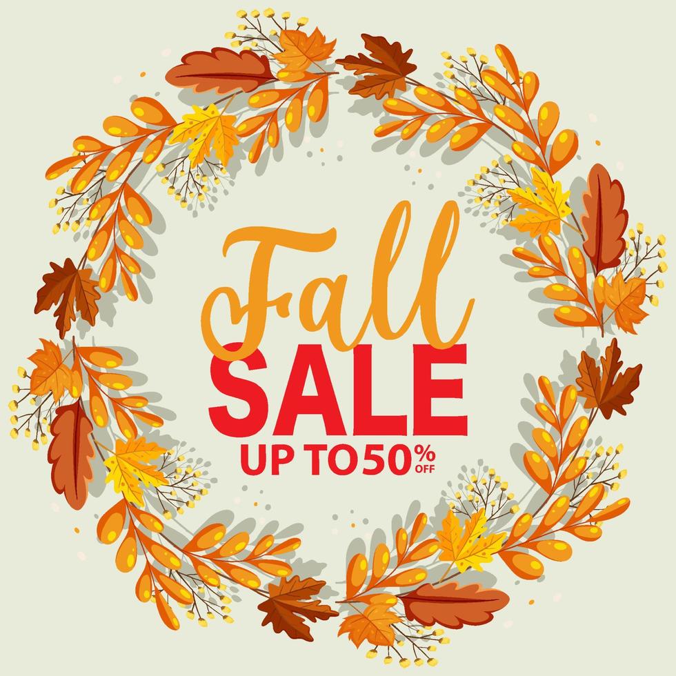 Fall sale banner template vector