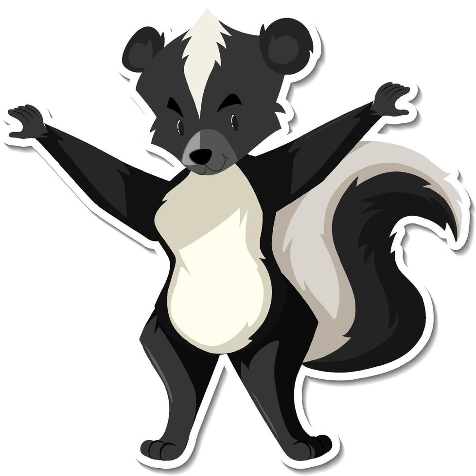 A sticker template of skunk cartoon character vector