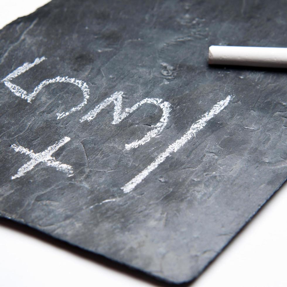 Simple maths on a blackboard with chalk photo
