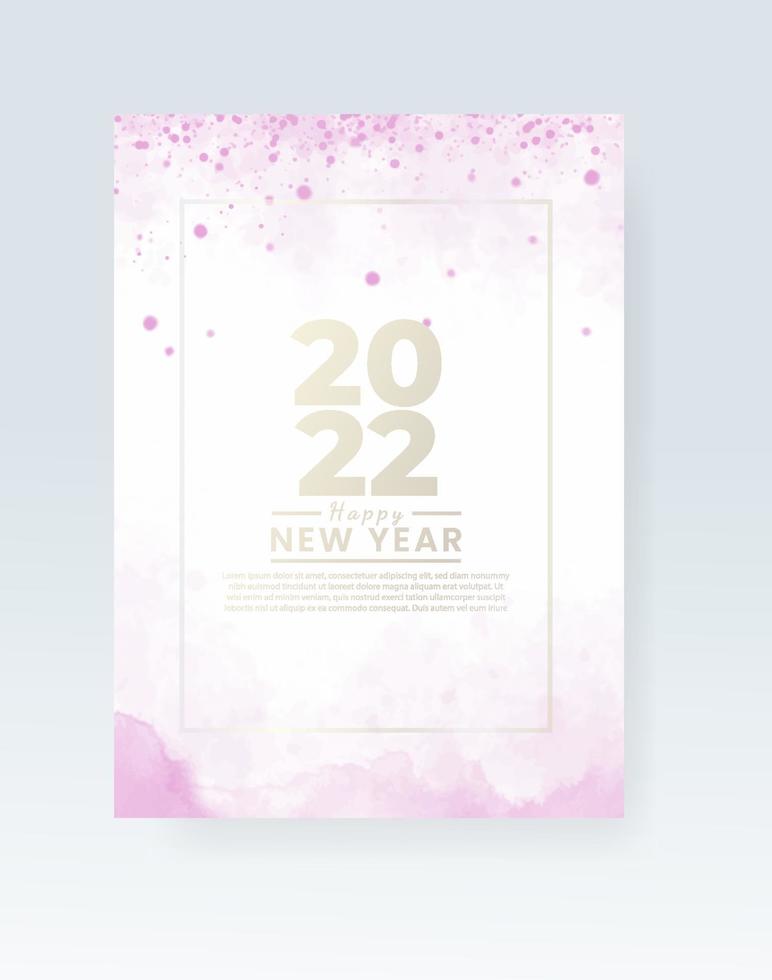 Happy new year 2022 poster or card template with watercolor wash splash vector