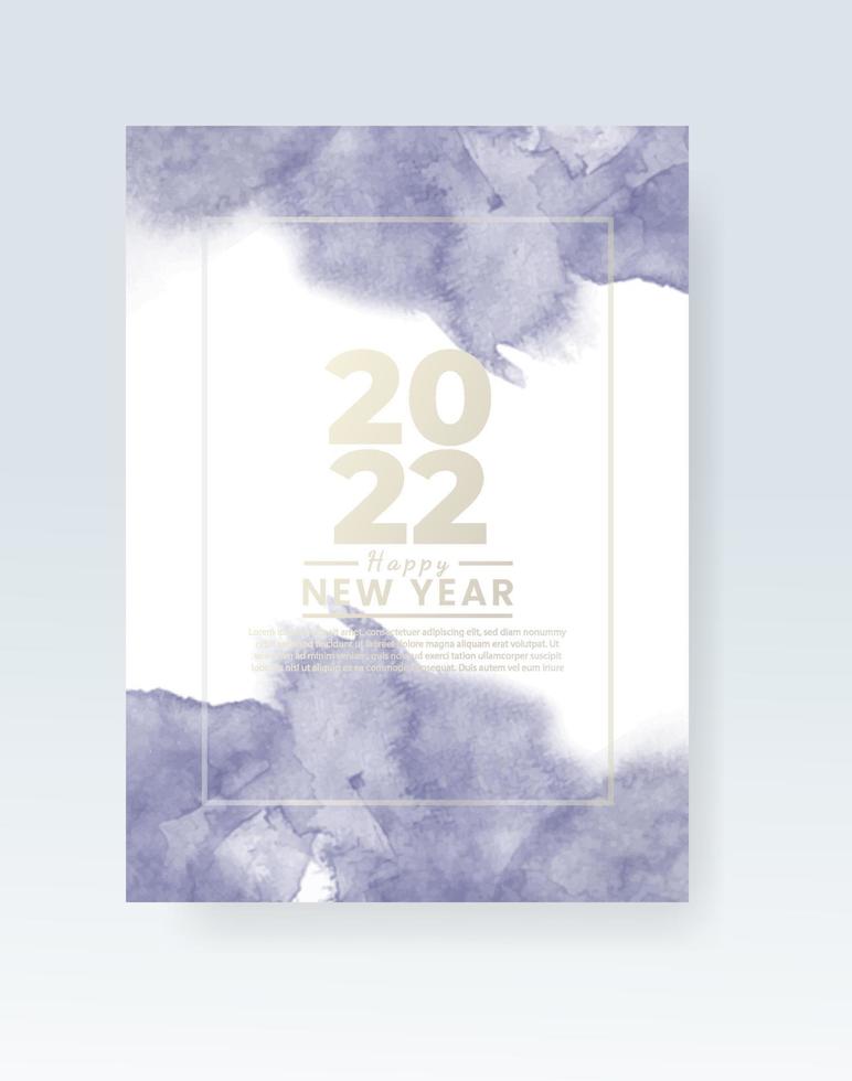 Happy new year 2022 poster or card template with watercolor wash splash vector