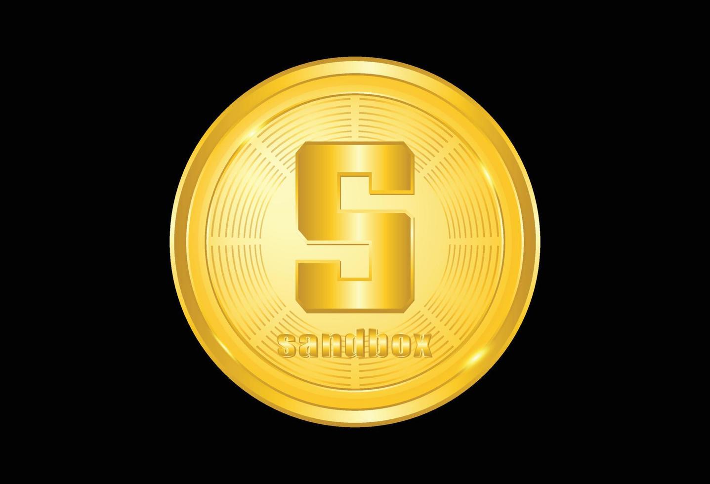 The sandbox coin crypto with golden colour vector