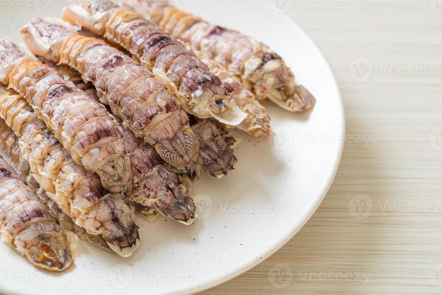 steamed crayfish or mantis shrimps or stomatopods photo