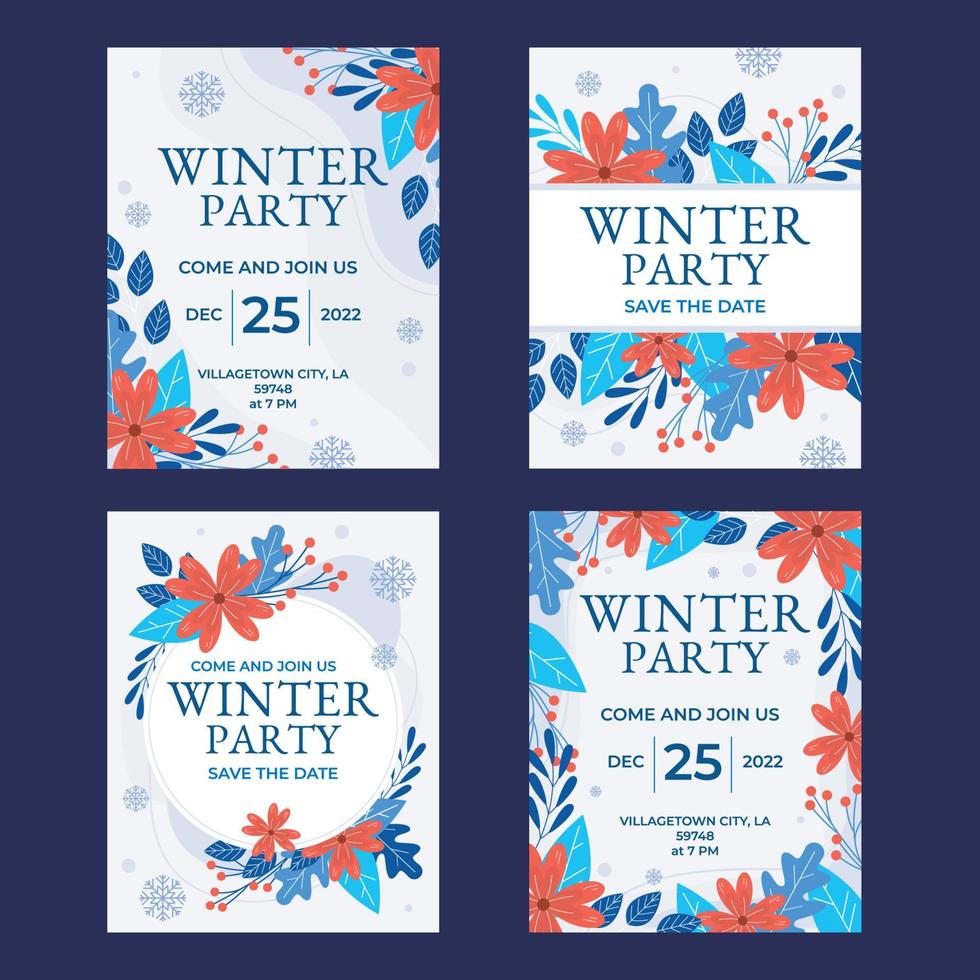 plantilla de tarjeta de invitación de fiesta de invierno vector