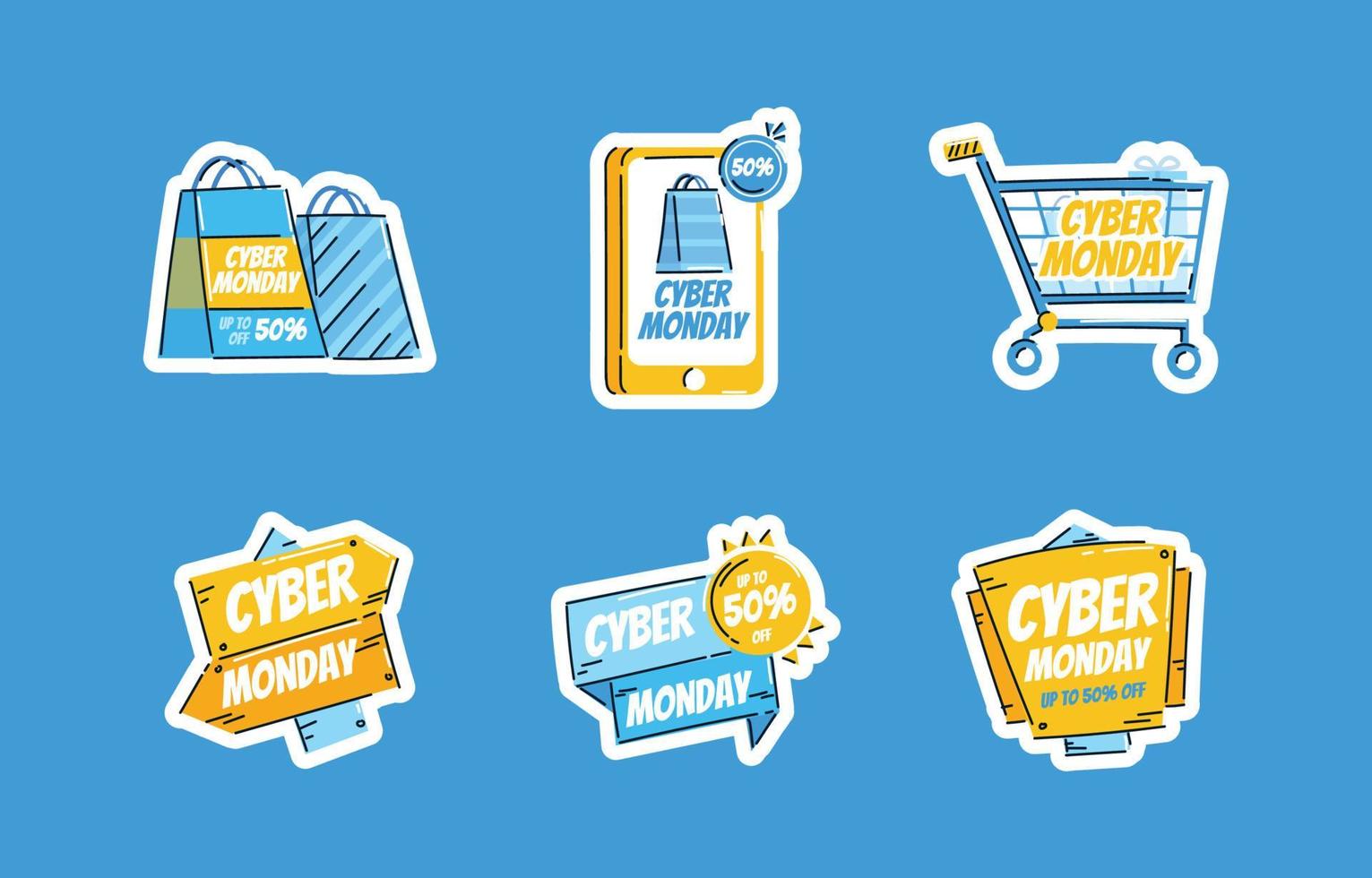 Sticker Set Cyber Monday Special Offer With Big Sale vector