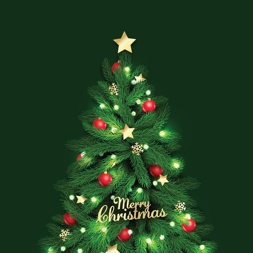 Realistic Christmas Tree with Ornaments vector