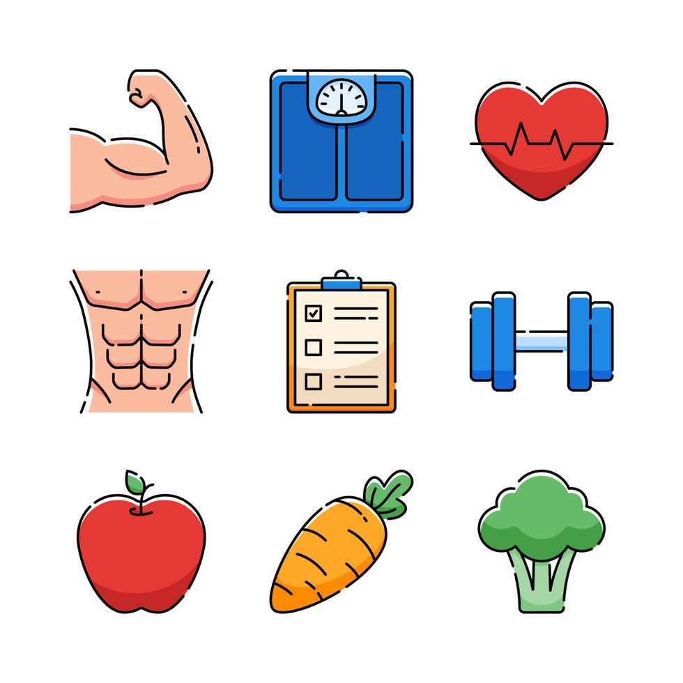 conjunto de iconos de resolución de estilo de vida saludable vector