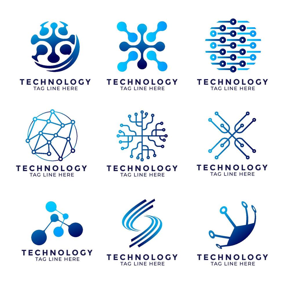 colección de logotipos de tecnología vector