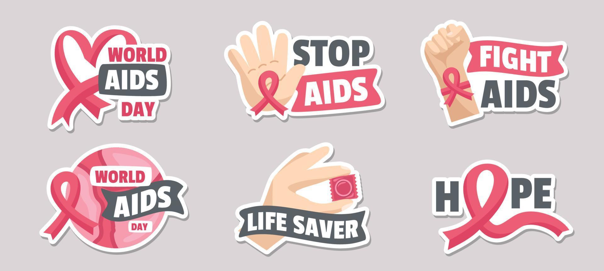 Wolrd Aids Day Stiker Set vector