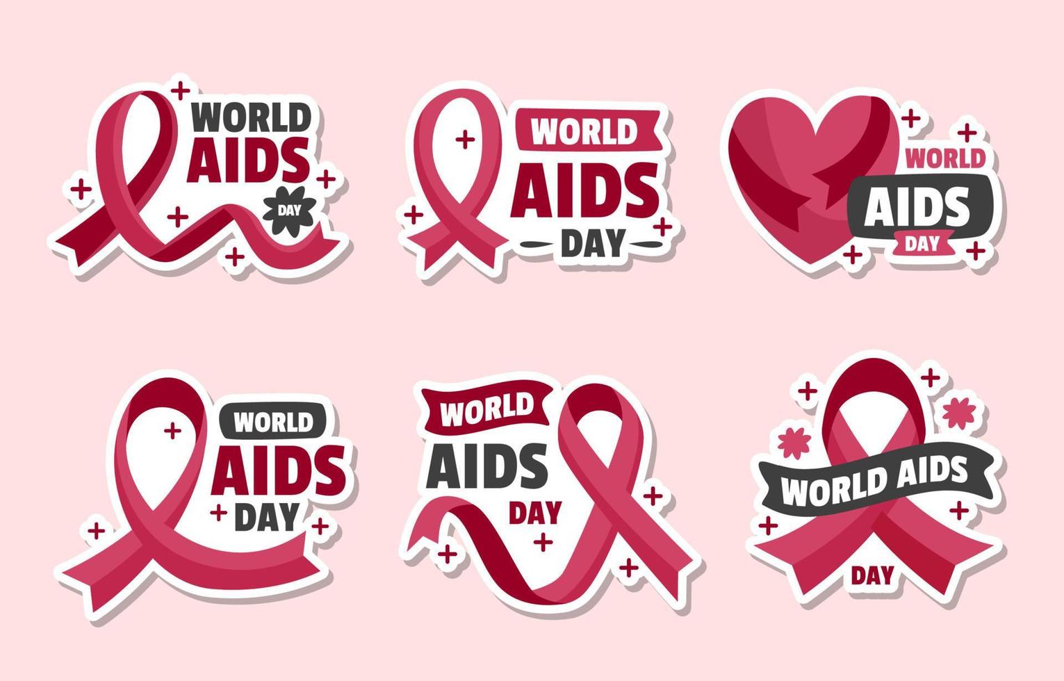 World Aids Sticker Collection vector