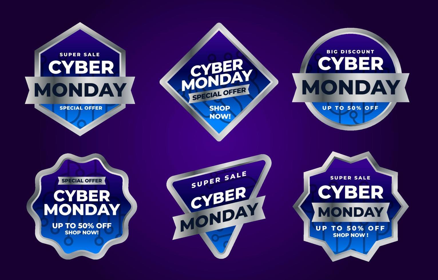 conjunto de insignias de venta de cyber monday vector