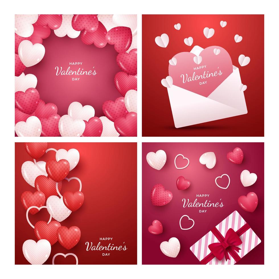 Greeting Card Happy Valentines Set vector