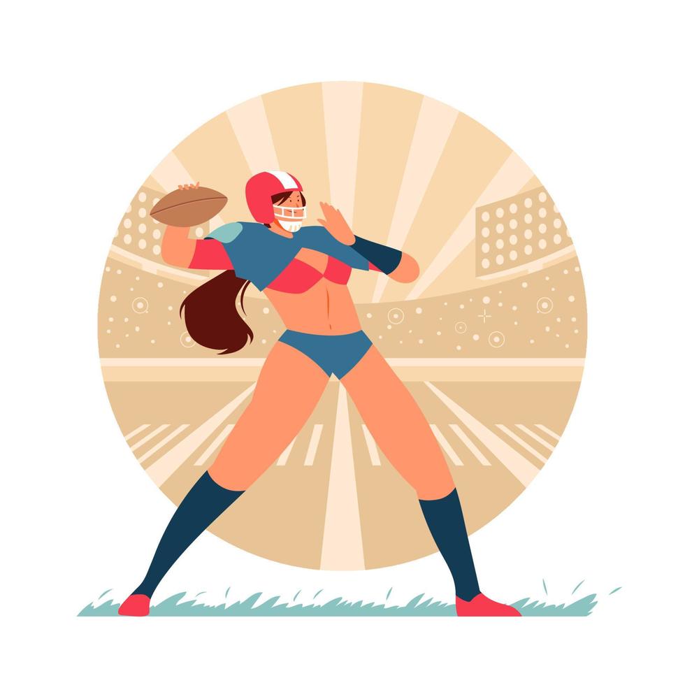 atleta de fútbol americano femenino vector