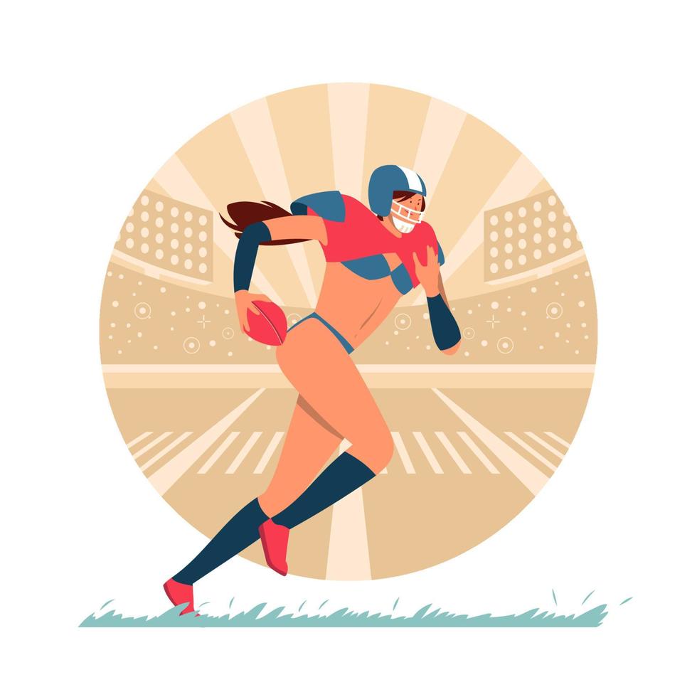 atleta de fútbol americano femenino vector