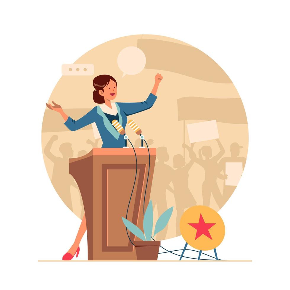 Female Activist Giving A Speech vector