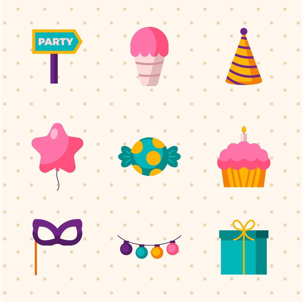 various simple and cute party icons vector