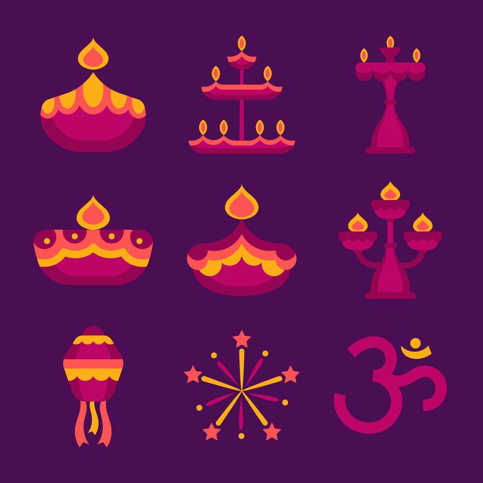 various kinds of equipment during the Diwali ceremony vector