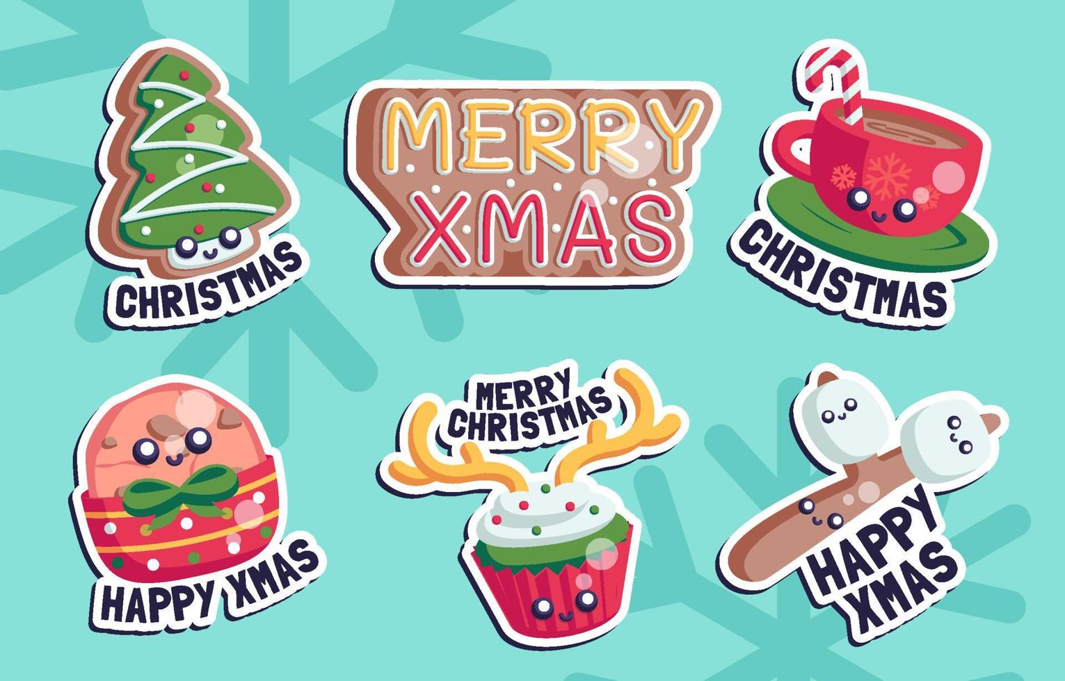 Christmas Sticker Set Collections vector