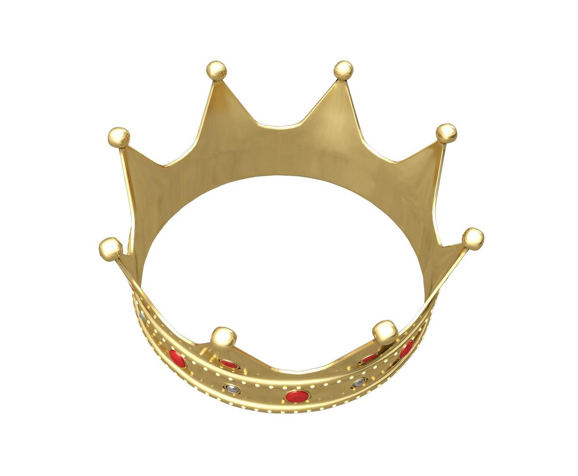 3d realistic  golden crown. Isolated on white background. photo