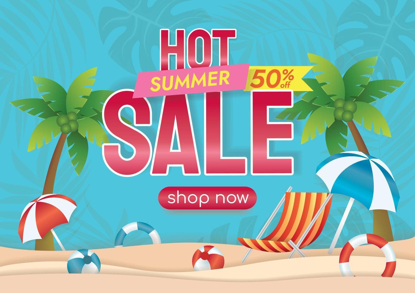 beach sale banner and product display vector