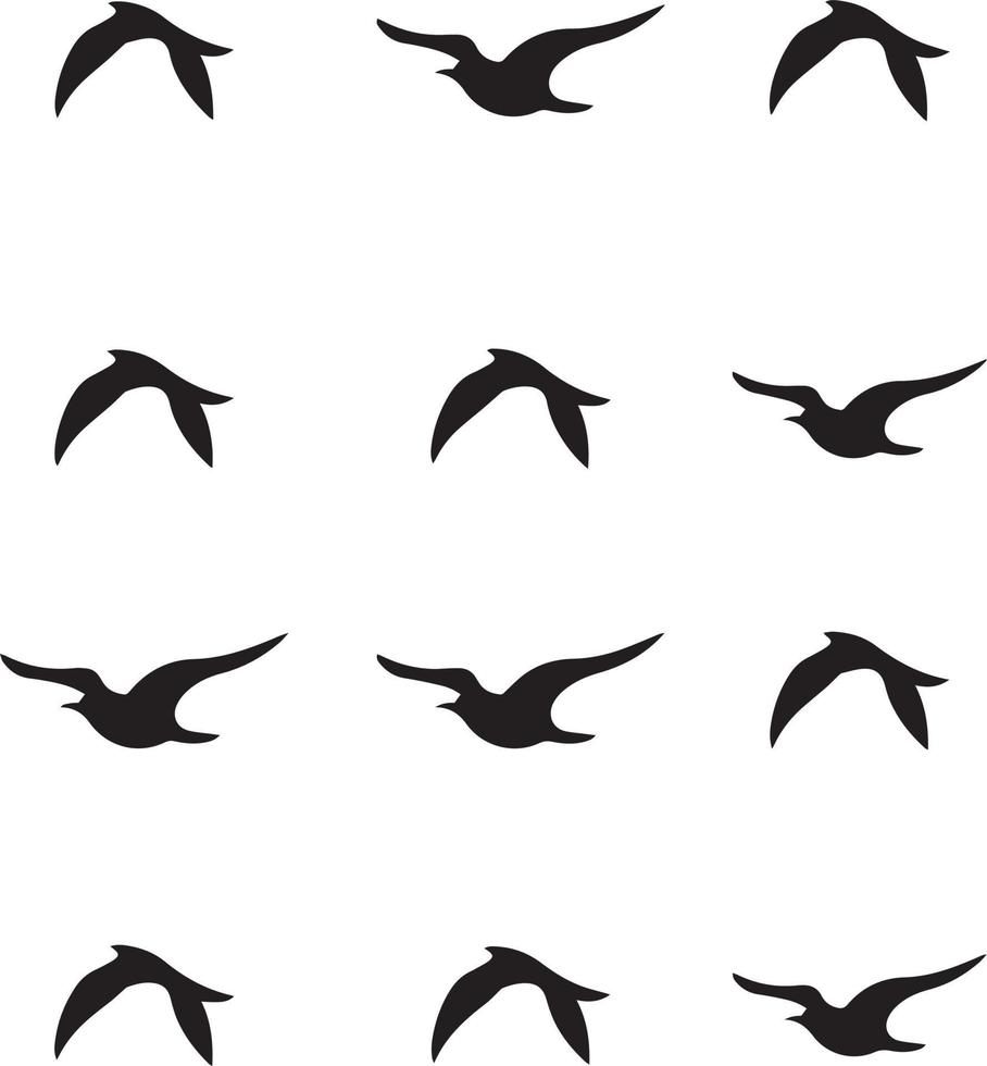 flock of birds shape icon design and black vector