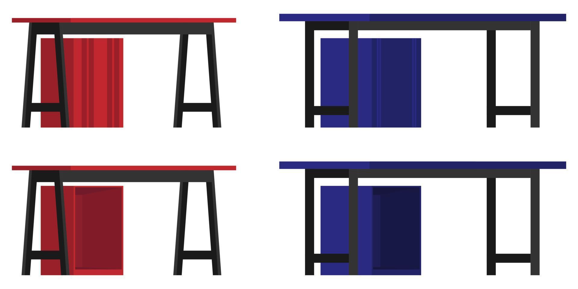 linda mesa de oficina en casa hermosa colorida con vista lateral diferente con cajón vector